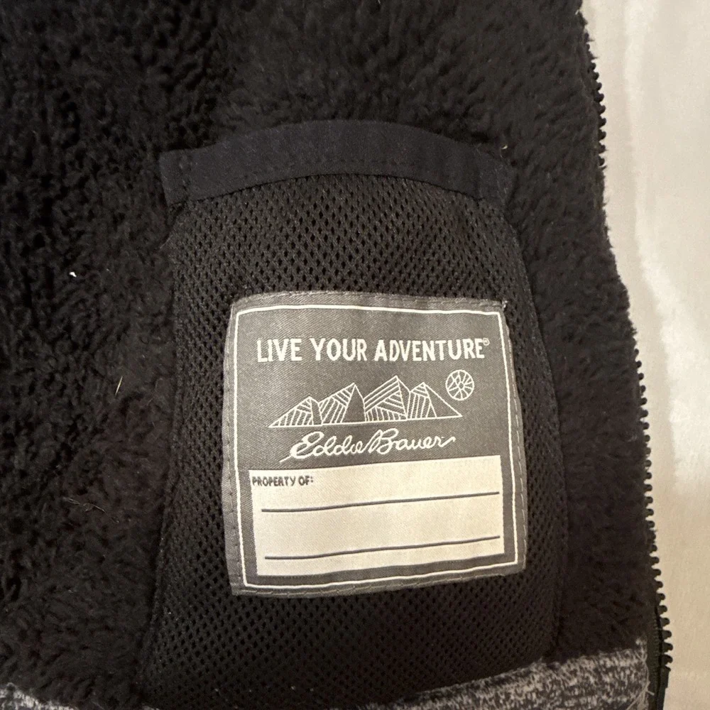 Eddie Bauer Toddler Hooded Puffer Jacket Black/Gray 3T Zip Lined
